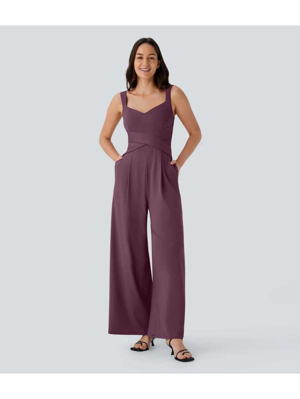HALARA U Back Sleeveless Casual Jumpsuit with Pockets- Size S Reg
